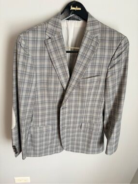 Boss Light Gray Plaid Sport Coat